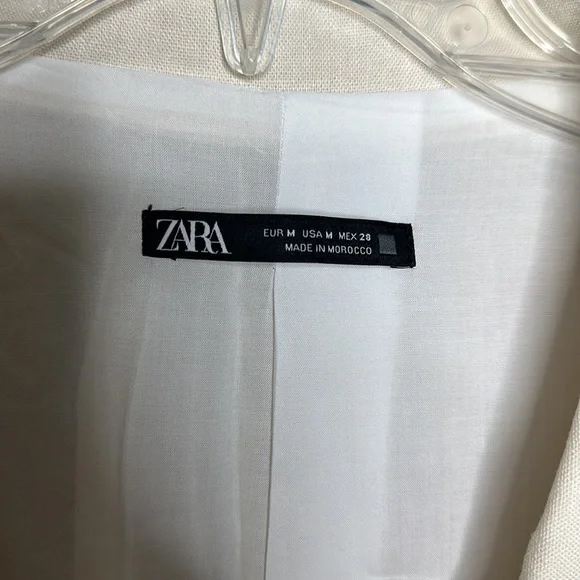 Zara Cream Colored Long Linen Blend Double Breasted Blazer Sz Medium! - Picture 6 of 8